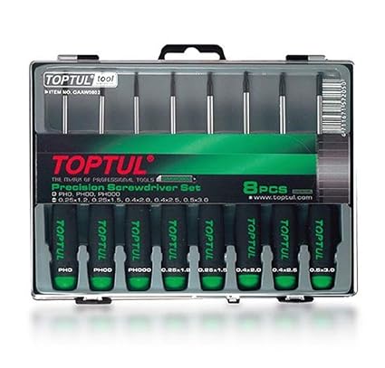 Toptul Precision Slotted and Phillips Type Screwdriver Set (8 Pieces) BLACK COLOR