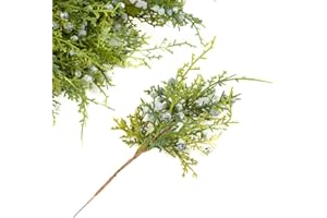 Factory Direct Craft Pack of 6 Artificial Juniper Cedar Sprays with Berries - Christmas Greenery Picks for Winter Indoor or Outdoor Holiday Decorations (10 Inches)