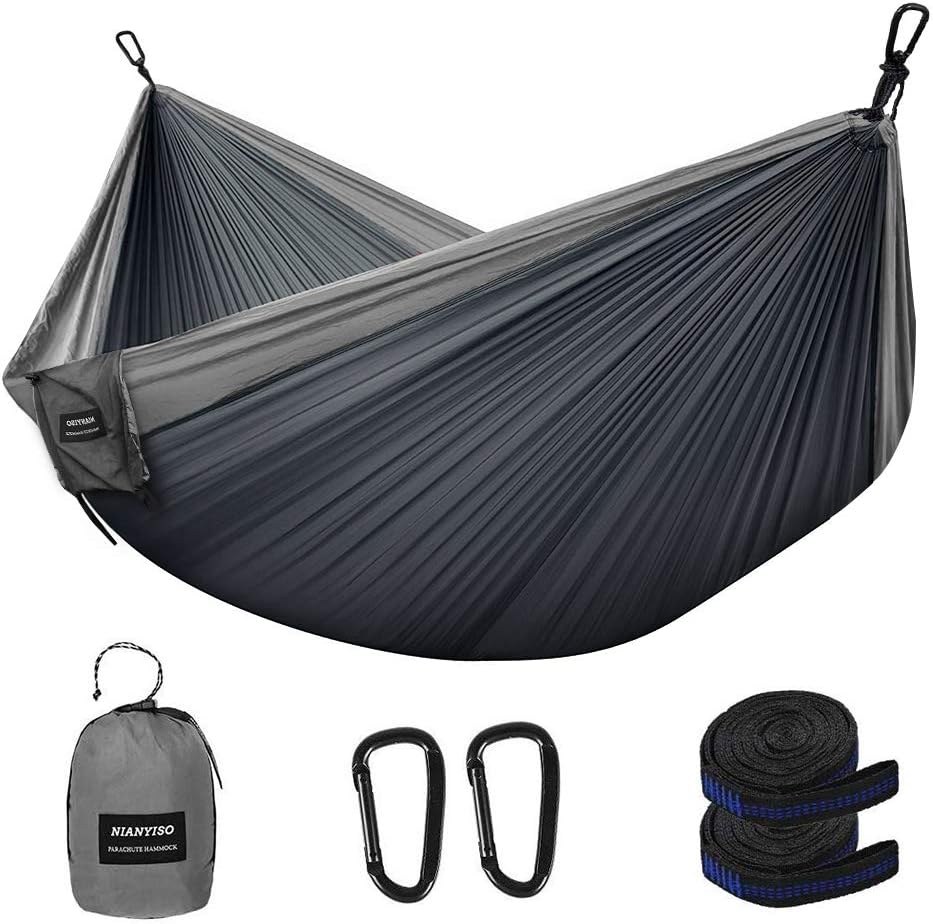 NIANYISO Camping Hammock Portable Lightweight Double Hammock with Parachute Nylon for Hiking Backyard and Beach