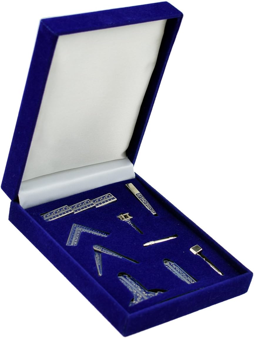 GTR-Prestige Giftware Miniature Ornamental Masonic Freemason Working Tools Gift Set, Blue and Silver, Box: 100mm X 120mm