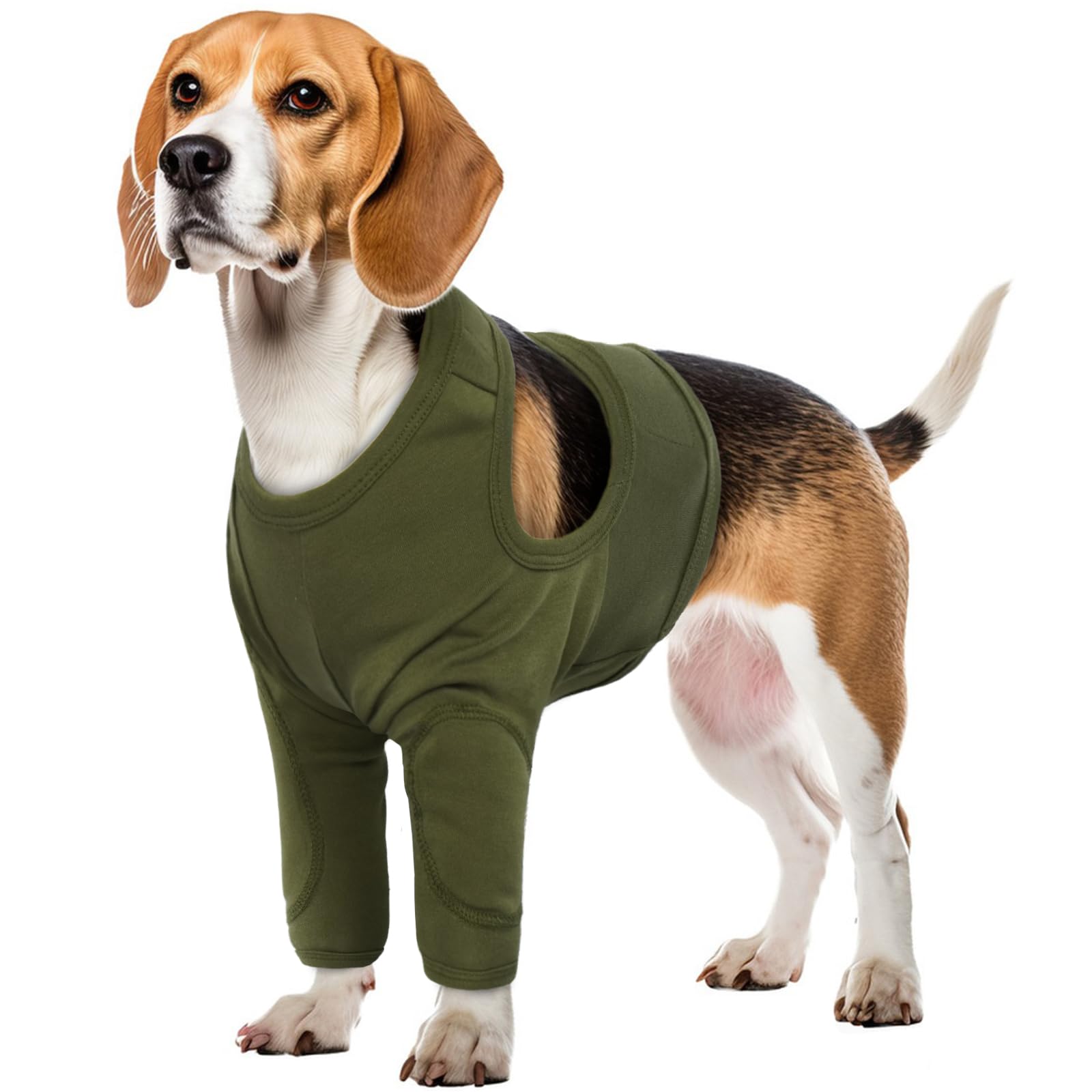 Dog Suit for after Surgery, Dog Recovery Suit with Legs Post-Operative Shirt Adjustable Cover Shoulder Wound(ArmyGreen, XL)