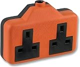 LORD C Heavy Duty 2 Gang 13A Re-Wireable Rubber Block Extension Socket Orange