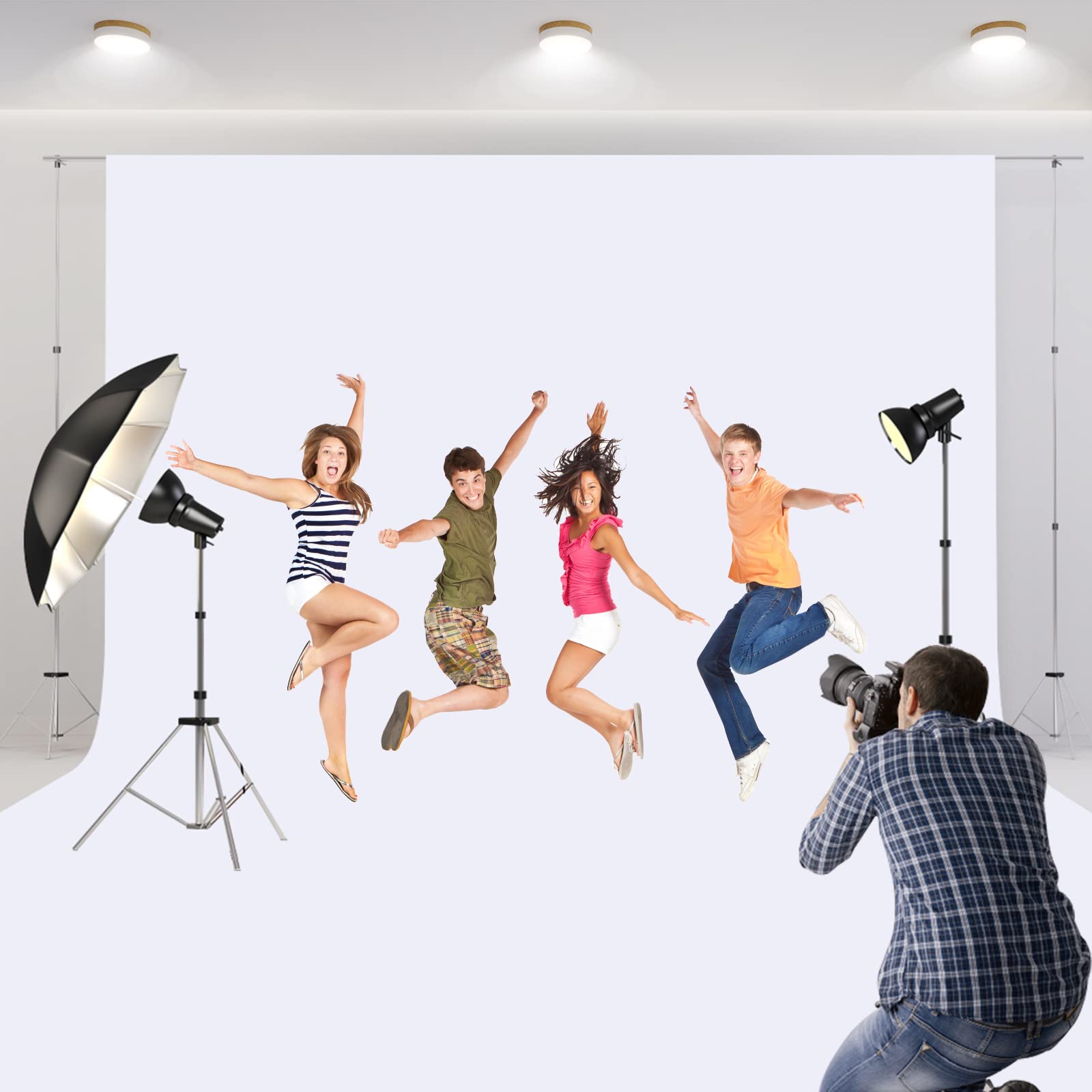 Aimosen 10x10 FT White Backdrop Background for Photography, Large Pure Photo Backdrop Curtain Drapes, High Density Screen Backdrops for Party Portrait Photoshoots Booth Video Studio