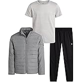 RBX Boys Pants Set - 3 Piece Boys Shirts Tee Fleece Jogger Sweatpants and Poly Woven Puffer Jacket Kids Clothing Set (8-12)