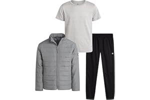 RBX Boys Pants Set - 3 Piece Boys Shirts Tee Fleece Jogger Sweatpants and Poly Woven Puffer Jacket Kids Clothing Set (8-12)