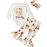 Baby Girl Outfit Infant Rib Ruffle Long Sleeve Romper Onesie Top Bell-Bottom Denim Pants Sets Cute Clothes