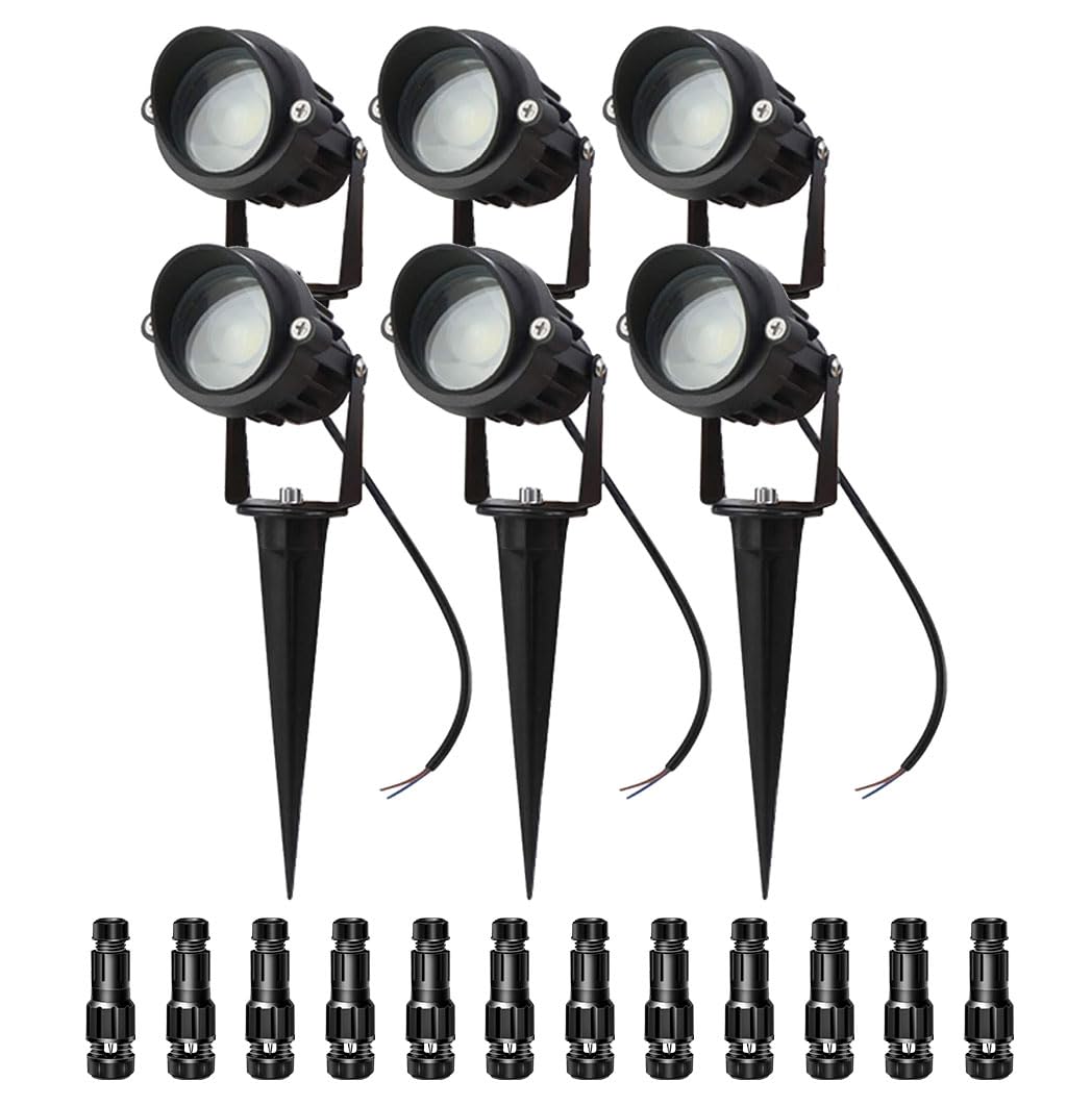 Photo 1 of LAVAED 10W LED Landscape Lights 12V Outdoor Spotlight with Connectors Low Voltage Landscape Lighting Warm White Waterproof Yard Uplight(6 Pack)