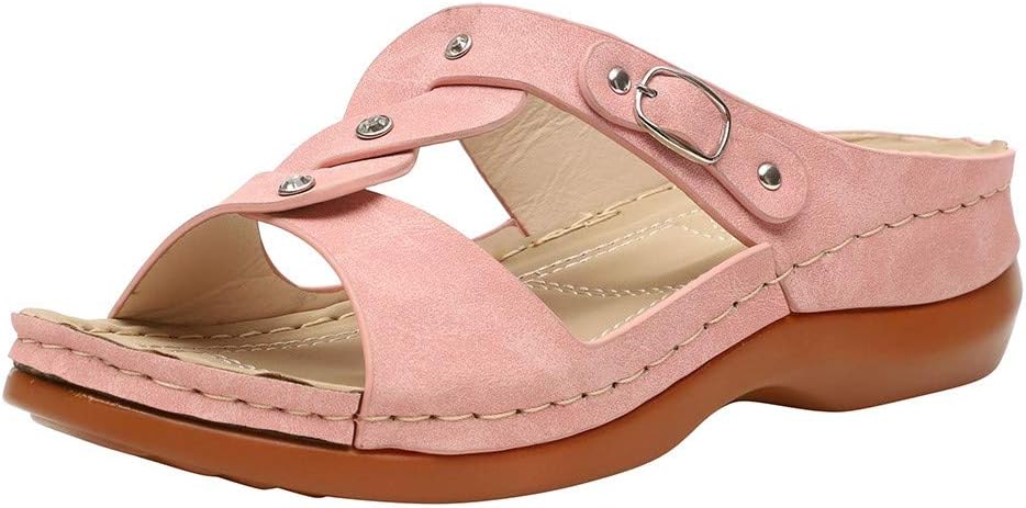 Opinionated Women Buckle Slide Platform Sandals Anti-Slip Thick Bottom Summer Beach Toe Breathable Flat Wedge Sandals