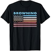 Vintage Sunset American Flag Browning, Montana T-Shirt