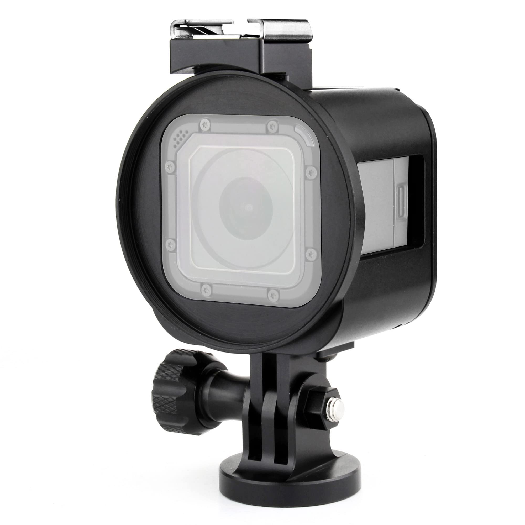 SOONSUN Aluminum Skeleton Case Housing for GoPro Hero5 Session Hero 4 Session Metal Thick Solid Protective Cage Frame Shell with Lens Cap and Mount Screw Wrench - Black