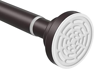 TEECK Shower Curtain Rod, 40-73 inch Adjustable Tension Spring, Shower Curtain Rod Tension, Premium Stainless Steel, Anti-Slip, No Drilling, No Rust, for Bathroom, Brown