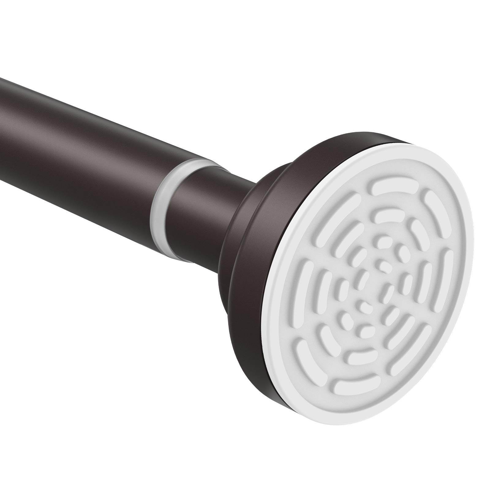 TEECK Shower Curtain Rod, 40-73 inch Adjustable Tension Spring, Shower Curtain Rod Tension, Premium Stainless Steel, Anti-Slip, No Drilling, No Rust, for Bathroom, Brown