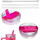 2 Pack Replacement Lid for Stanley 40 oz Quencher H2.0 & ProTour, Flip Straw Tumbler Lid for Stanley Cup, Leakproof, No Spill & Easy to Use Reusable Tumbler Cover (Hot Pink)