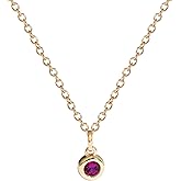 Amazon Essentials Yellow Gold Plated Brass Birthstone Solitaire Pendant Necklace, 16'' + 2'' Extender