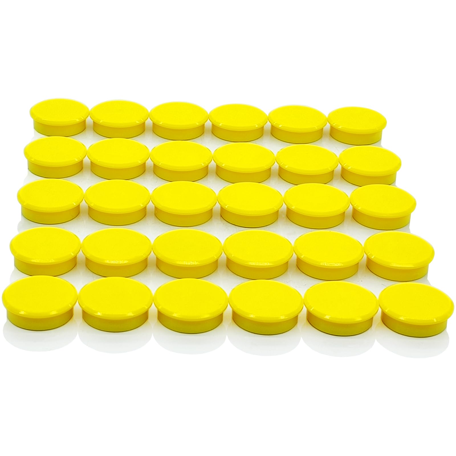 PYJLBX Small Round Fridge Magnets - 30 Pack Yellow Strong Mini Round Craft Magnets for Whiteboards, Notice Boards, Office Organisation, School & Classroom Supplies, Cute Decorative Magnets for Adult