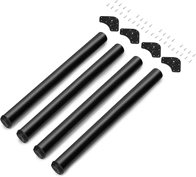 Emuca Adjustable Table Leg Ø60x710mm Steel Black (4 pcs) 50 kg each