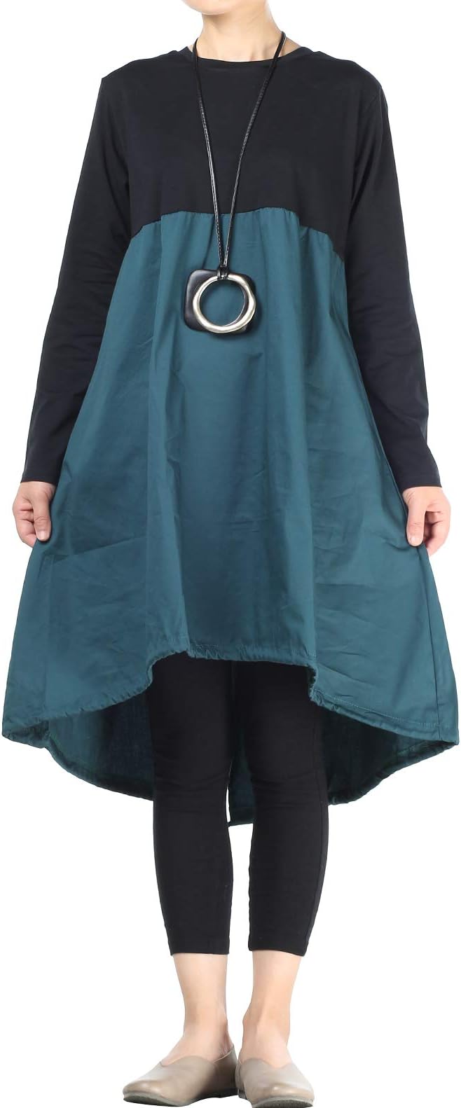 VogstyleWomen's New A line Dress Hi-Low Hem Long Blouse with Side Pockets