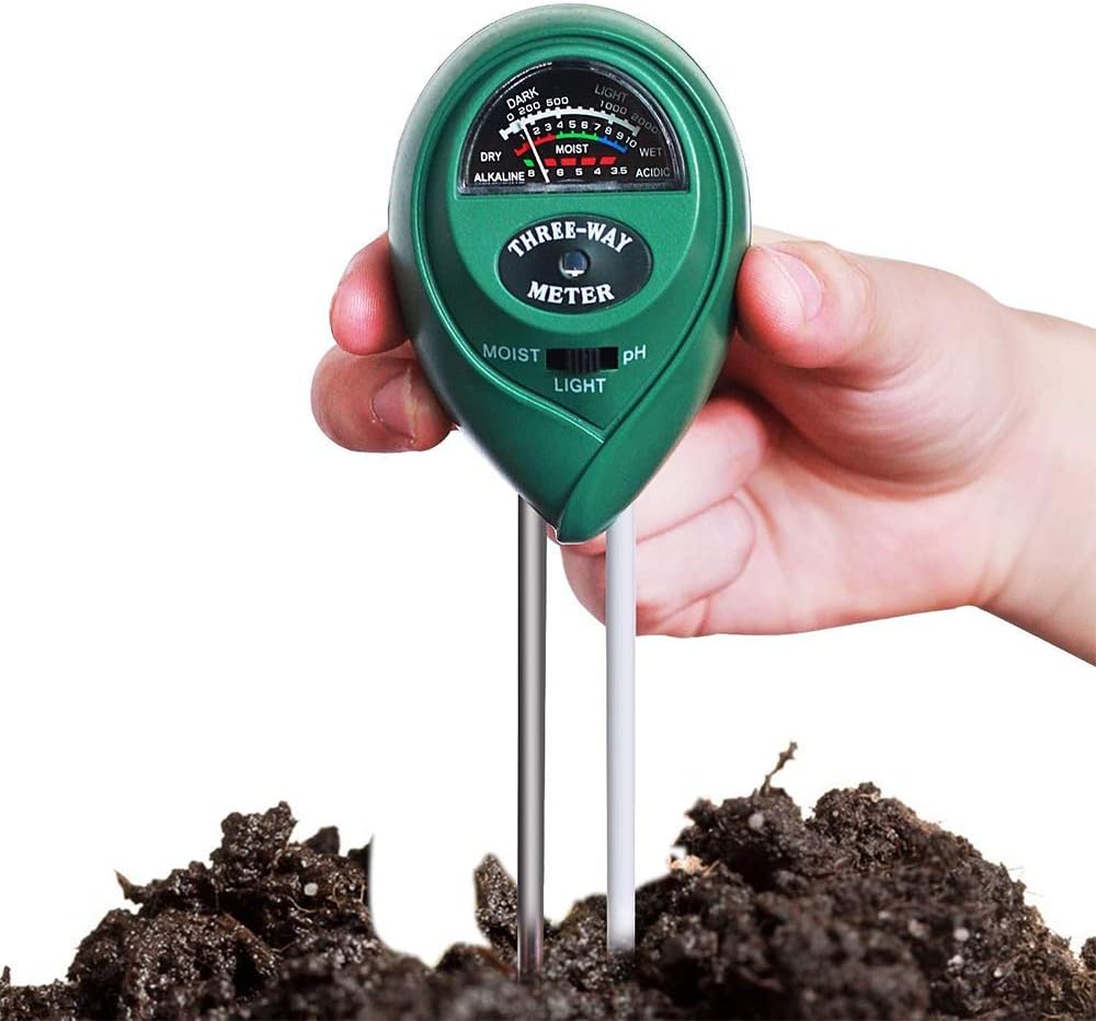 meiso Soil PH Meter, 3-in-1 Soil Moisture Meter with Light, PH & Acidity Meter Plant Soil Tester Kits for Gardening Farming