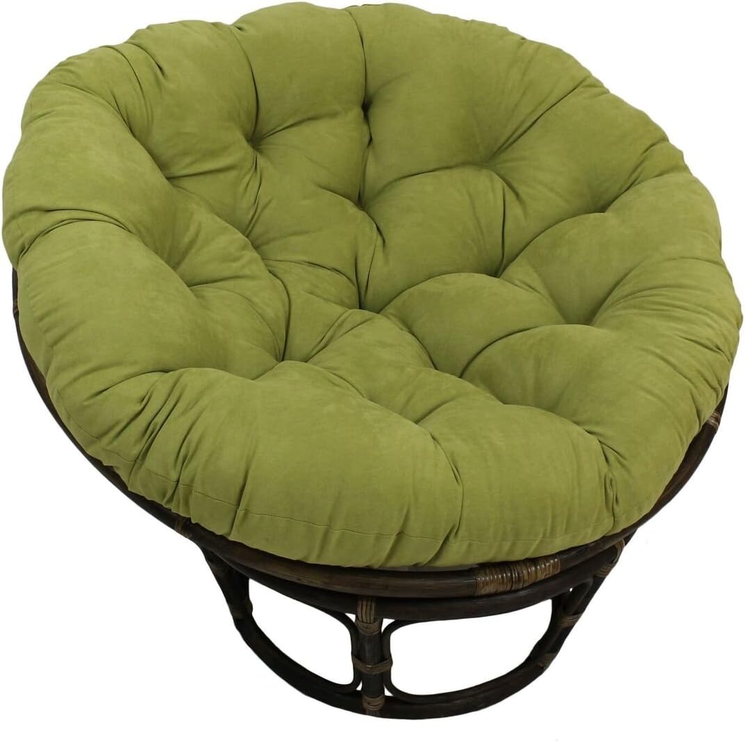 American Rattan Papasan Chair with Lime Green 100% Polyester Cushion - Adult Size