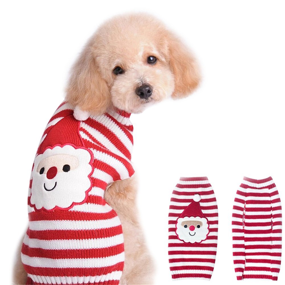 DELIFUR Dog Santa Claus Sweater Pet Xmas Holiday Cold Weather Coat for Small to Medium Sized Dogs And Cats (Red Santa, 2XL)