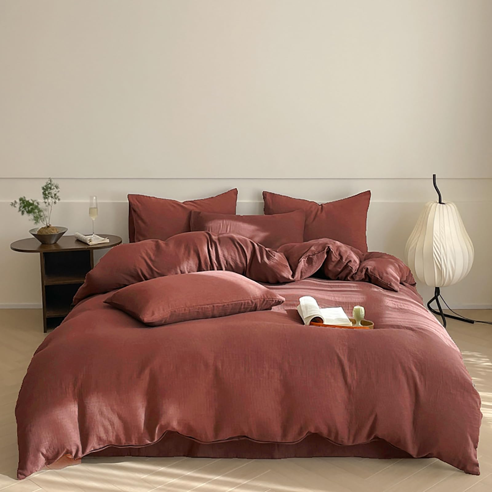 Luxlovery Brick Red Comforter Set Full Dark Rust