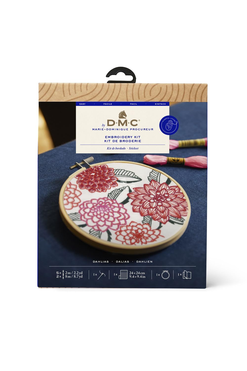 DMC Dahlias (14.5cm) Cross Stitch Embroidery Kit - 1 Set