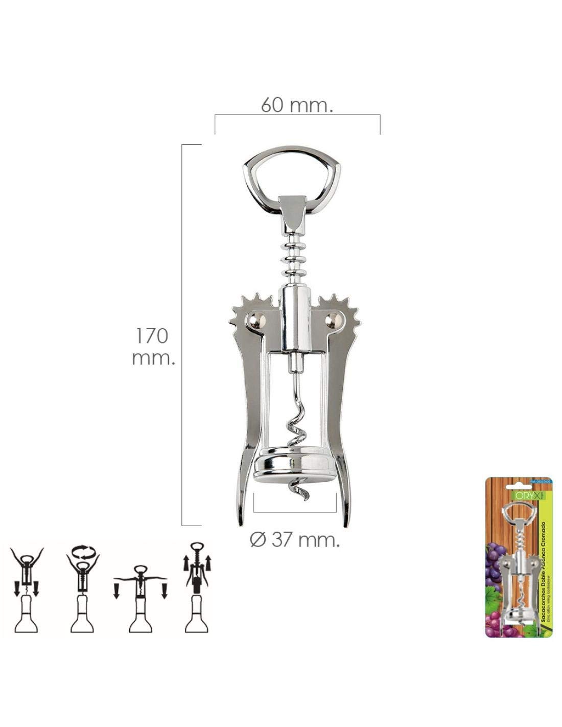 Oryx Corkscrew Double Lever Chrome Silver