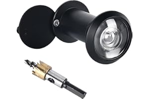FUNNYTEK Door Viewer Peephole, Door Peephole with Rotating Cover 220 Degree Wide Angle Peep Eye Hole Adjustable Anti Peeping Door Viewer with 5/8" Drill Bit Fit for 1-3/8" to 2-1/4" Doors (Matte Black)