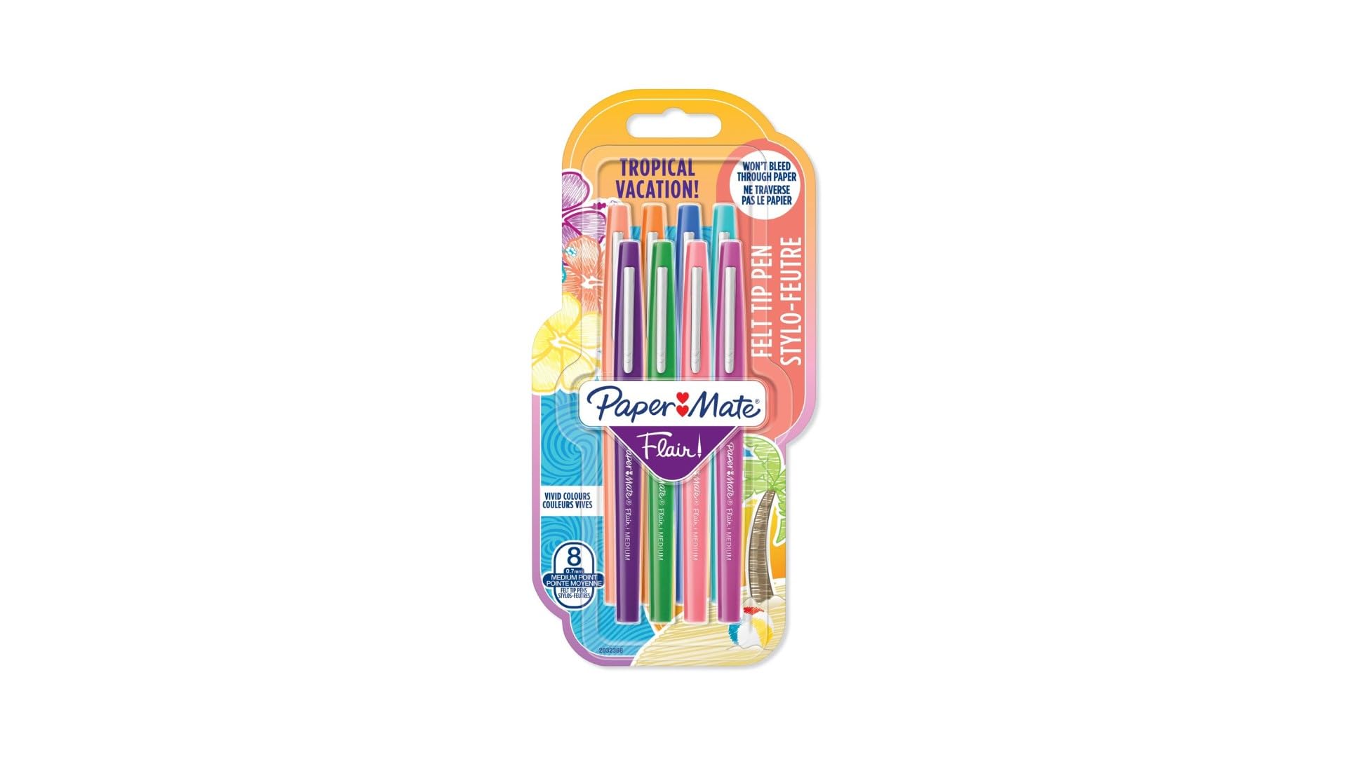 PAPERMATE Felt-Tip Pen 0.7 mm Medium Tip Assorted x 8