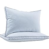 puredown® Feather Down Pillows Queen Size Set of 2, Luxury Goose Feather Pillow for Sleeping, Organic Cotton Cover Hotel Collection Bed Pillows