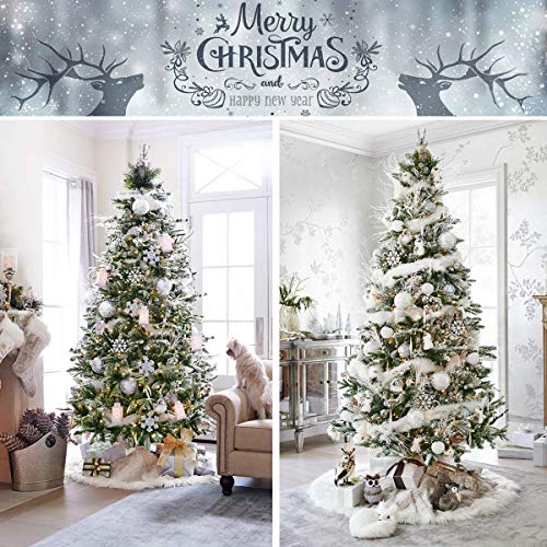 Christmas Tree Skirt 36 Inch Snowy White Thick Faux Fur White Tree