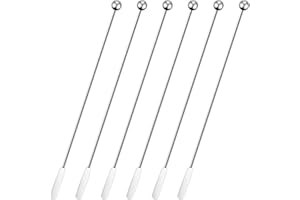 CAUYUAN 6 Pcs Cocktail Paddle Drink Stirrers, Stainless Steel Coffee Stirrers Reusable Beverage Swizzle Stick for Bar Party Home Office