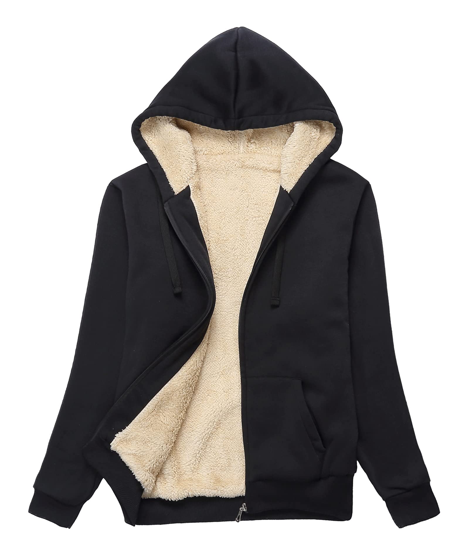 Photo 1 of SWISSWELL Hoodies for Women Winter Fleece Sweatshirt - Full Zip Up Thick Sherpa Lined Hooded Jacket Black X-Large