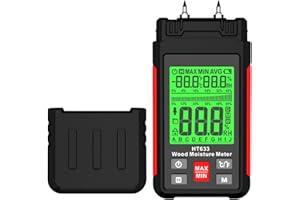 INTENDVISION Wood Moisture Meter Water Leak Detector with Backlit LCD Display, Temperature & Humidity Measurement, Pin-Type for Wooden Material Mortar Plywood Firewood Concrete Wall Paper Floor Carpet HT633