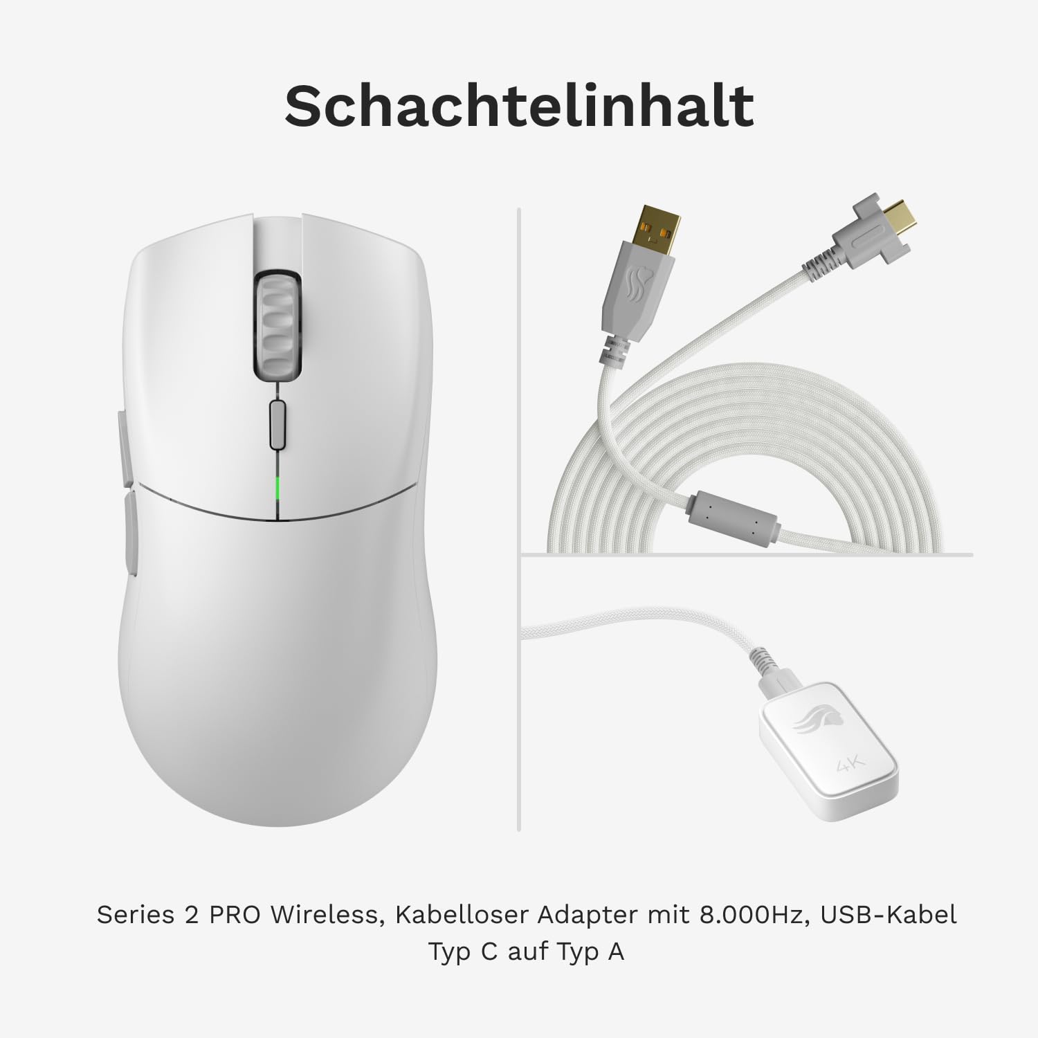 GLORIOUS Series 2 PRO Kabellose Gaming-Maus, 55g, 8K-Abrufrate, in Weiß 8