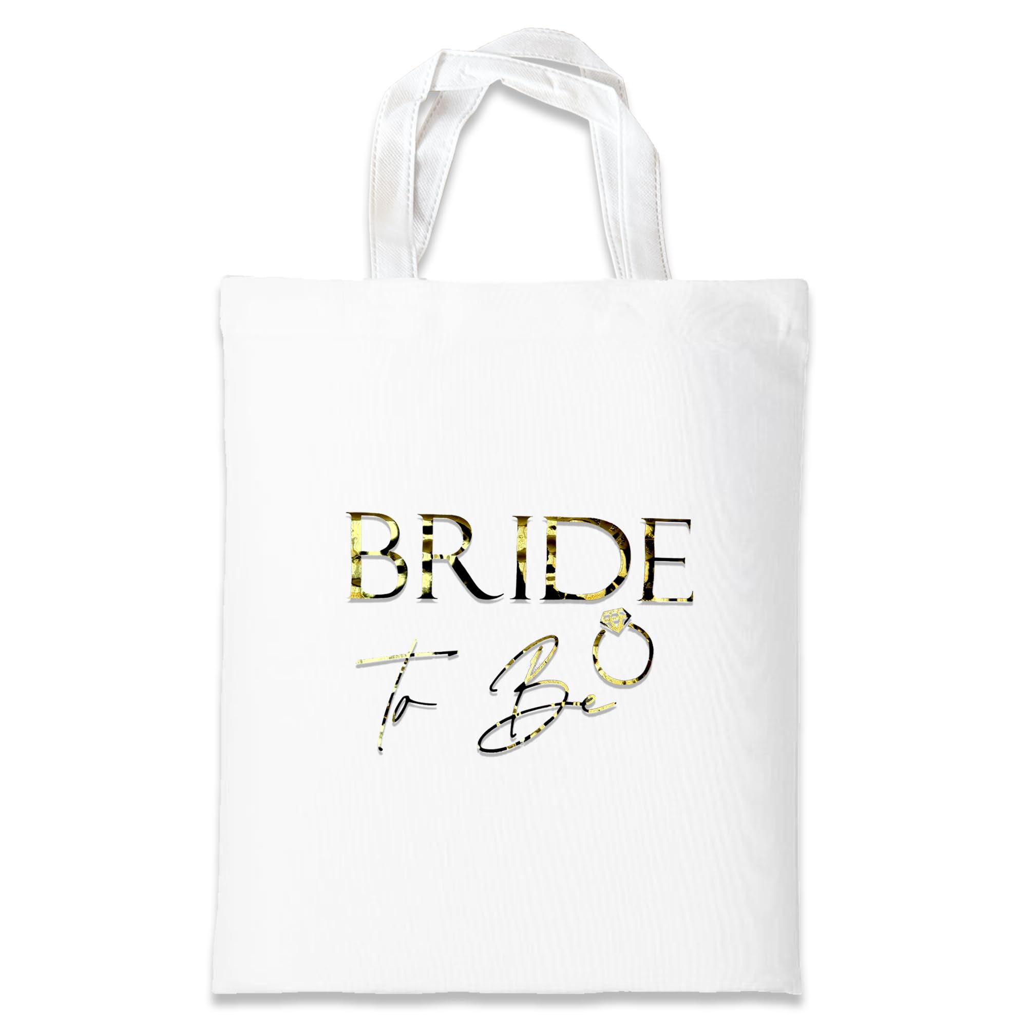 Blue Planet Fancy Dress Bride to Be Tote Bag - White with Gold Writing (White Bride to Be) Hen Party Goody Bag Accessories Fillers