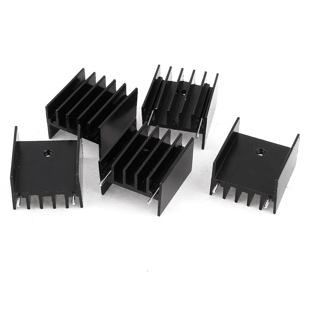 sourcing map 5 Pcs Black Aluminum Heat Sink 25x23x16mm for SCR Mosfet Transistors