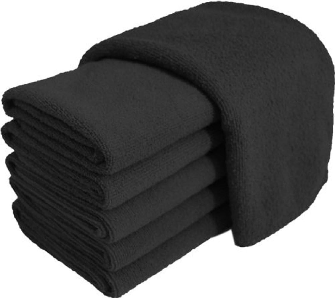 New XL Micro Fiber Polish Clean Towel Cloth Great for Cars and Trucks 16 x 16" (12, Black)
