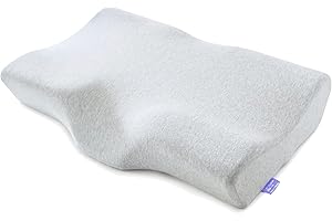 C CUSHION LAB Extra Dense Ergonomic Cervical Pillow for Firm Neck Support - Orthopedic Contour Pillow for Back/Side Sleeper Neck Relief, CertiPUR–US Memory Foam Pillow with Organic Cotton Cover