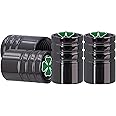 AOOOOP Four Leaf Clover Car Valve Stem Cap - Lucky Clover Vehicle Tire Dust Cover Brass Auto Exterior Accessory Fits Cars/Trucks/Bikes/Motorcycles/Bicycles (4PCS Black)