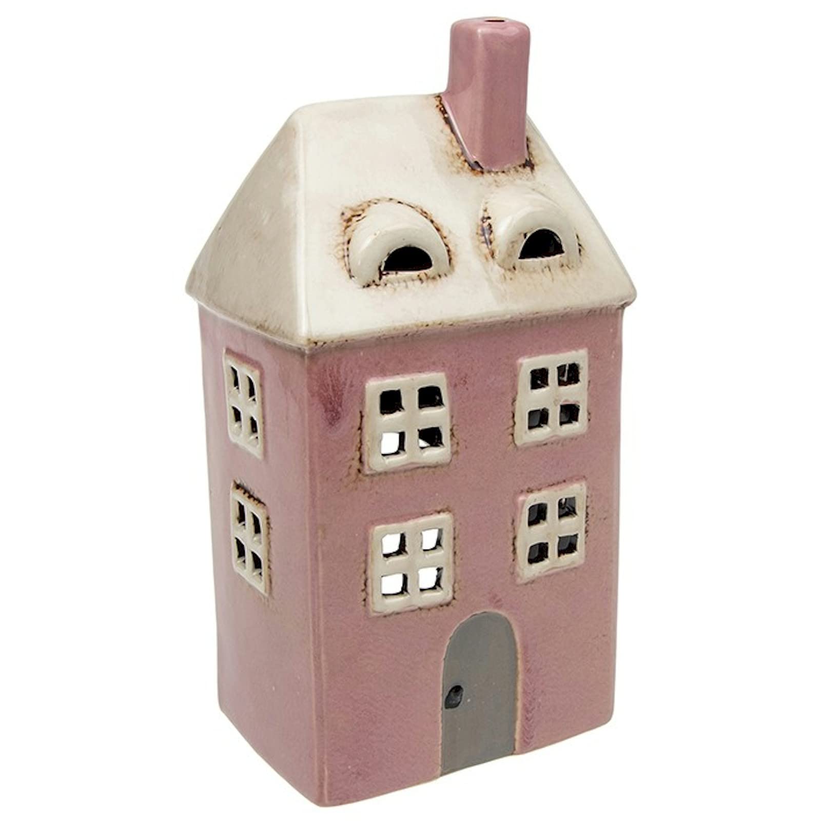 Village Pottery Pink Tall House Tealight Holder