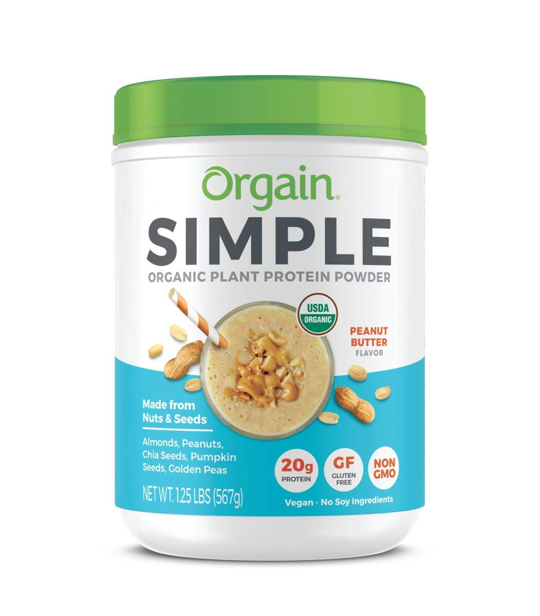 Orgain Simple Organic Plant Protein Powder, Vanilla - 20g Protein, Vegan, Dairy and Gluten Free, Stevia Free, Made with Fewer Ingredients, Kosher, Non-GMO, 1.25 Pound: Grocery & Gourmet Food