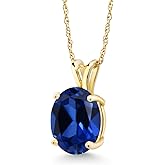 Gem Stone King 14K Yellow Gold 10X8MM Oval Gemstone Birthstone Pendant Necklace | Gold Necklace For Women | With 18 Inch Chain | Fine Jewelry Gifts for Her Mom Women Wife