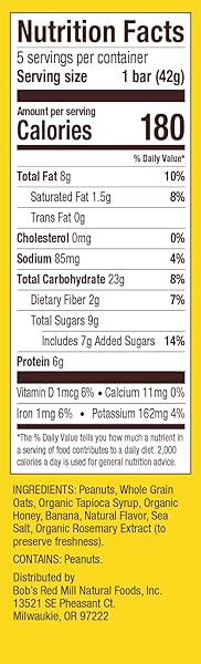 BOB’S RED MILL 5PK PB BANANA & OATS BAR, 5 BARS (PACK OF 1) – NON GMO, GLUTEN FREE, KOSHER