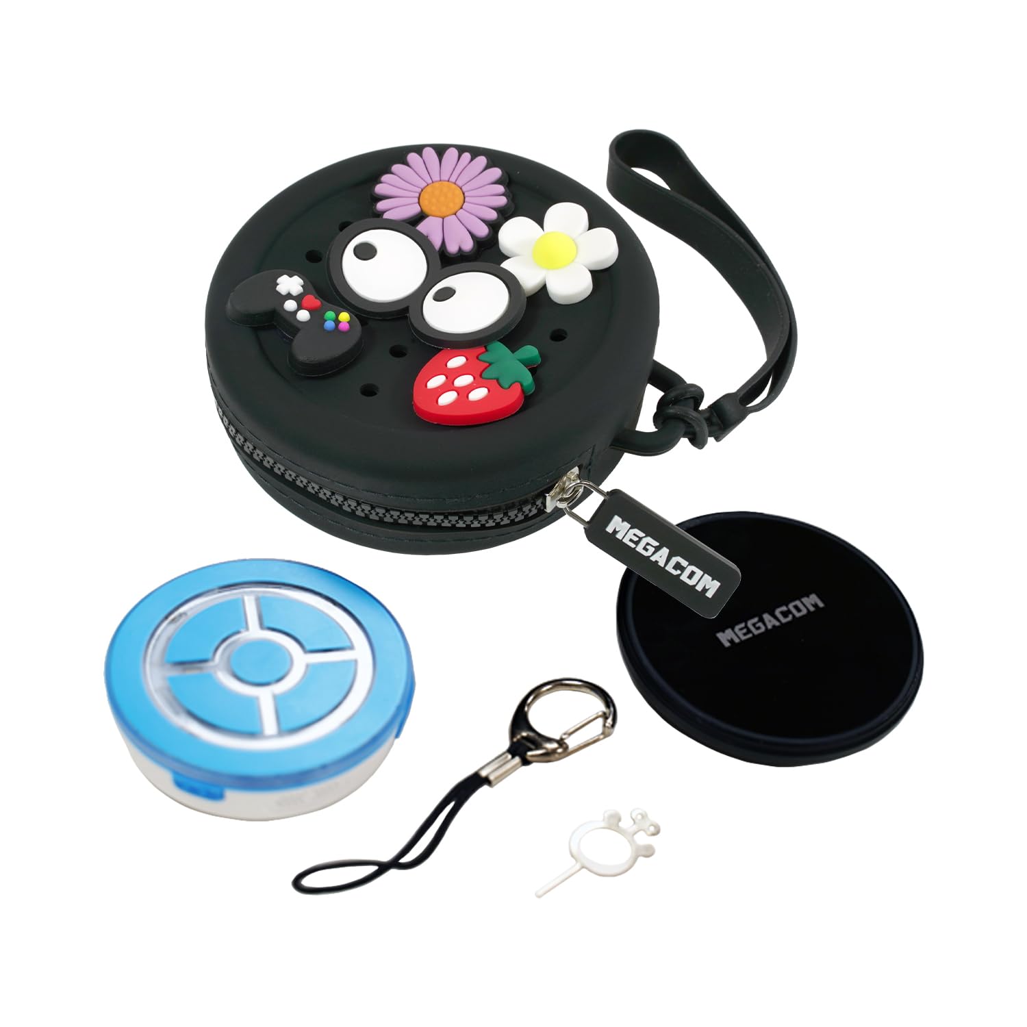 Megacom DuoMon3 PRO Unique Auto-Reconnection Hourly, 1P/2P dual accounts Pocket Auto Catcher, IPX7 waterproof, Type-C & wireless charging pad rechargeable, with APP-adjustable lights, vibration, and sound.(Blue)