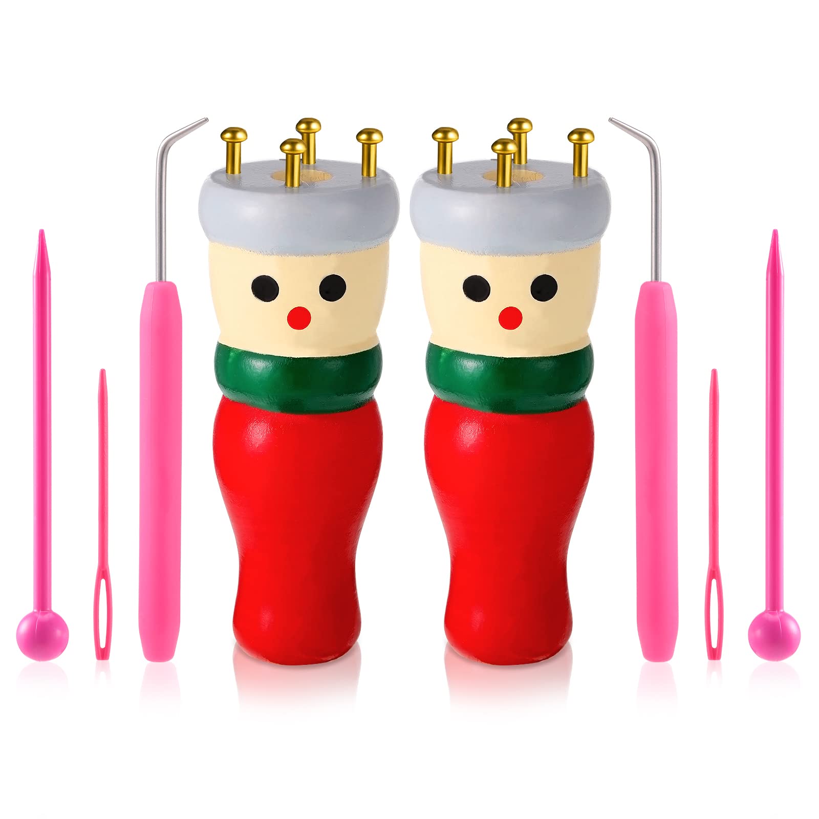 2 Pack French Knitting Dolly Set, Knitting for A Beginners Starter Kit for Adults French Knitting Machine, Wooden Spool Knitting Doll for Kids Grandkids, Daughter Or Children, Beginners Knitting Kit