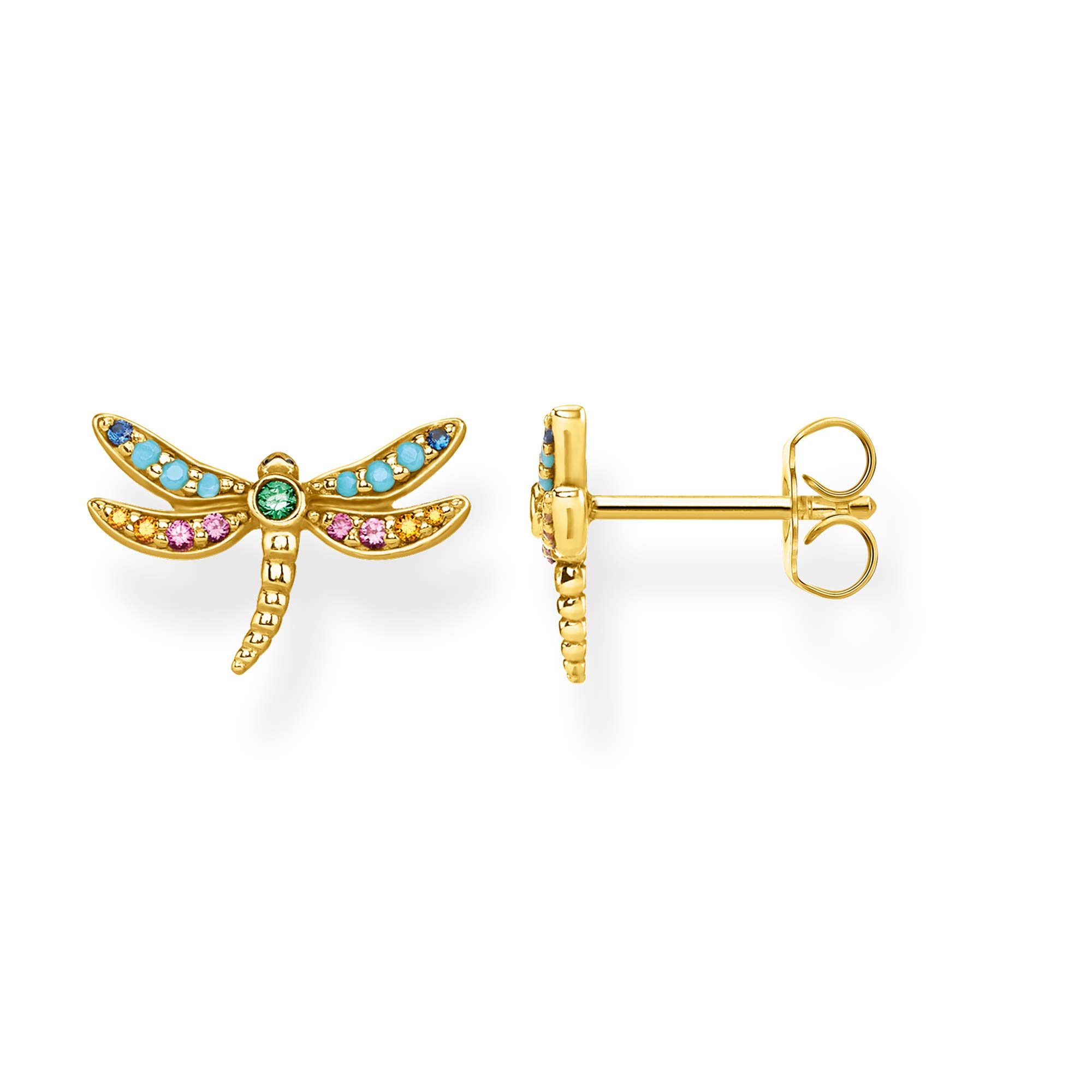 Thomas Sabo stud earrings dragonfly gold-plated silver H2051-315-7