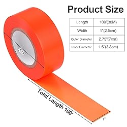 MOWPOG 5 Pack Orange Flagging Marking Tape, 1" x