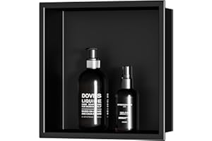 Qeke Bathroom Wall Niche, Stainless Steel Shower Niche 12" X 12", Recessed Wall Niche for Bathroom, Bathroom Niche No Tile Needed, Matte Black