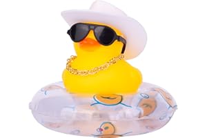 MuMyer Duck Car Dashboard Decorations Rubber Ornaments for Car Dashboard Decoration Accessories with Mini Swim Ring Sun Hat Necklace and Sunglasses(AA5)